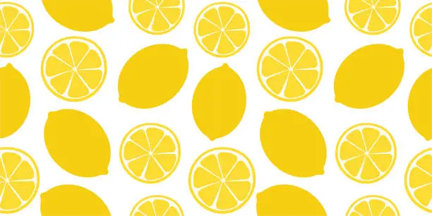 Vector illustration of Fresh lemons background, hand drawn icons. Colorful wallpaper vector. Seamless pattern with fresh fruits collection. Decorative illustration, good for printing. Symbol of summer