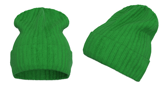 Green Woolen cap. Winter warm cap