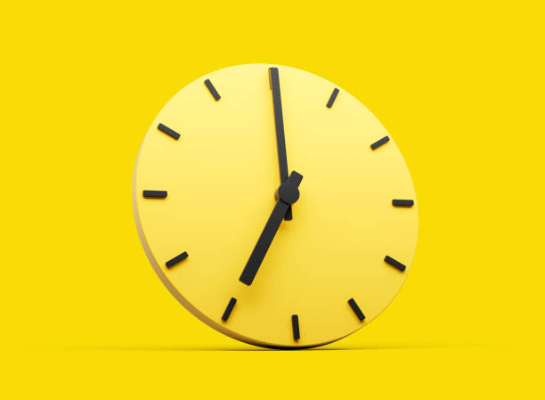 istock 3d Simple Yellow Round Wall Clock 7 O'Clock Seven O'clock On Yellow Background 3d illustration 1716345721