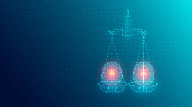Neuroethics - The Neuroscience of Ethics and the Ethics of Neuroscience - Conceptual Illustration Neuroethics - The Neuroscience of Ethics and the Ethics of Neuroscience - Ethics Applied to Artificial Intelligence - Conceptual Illustration copyright free medical stock illustrations