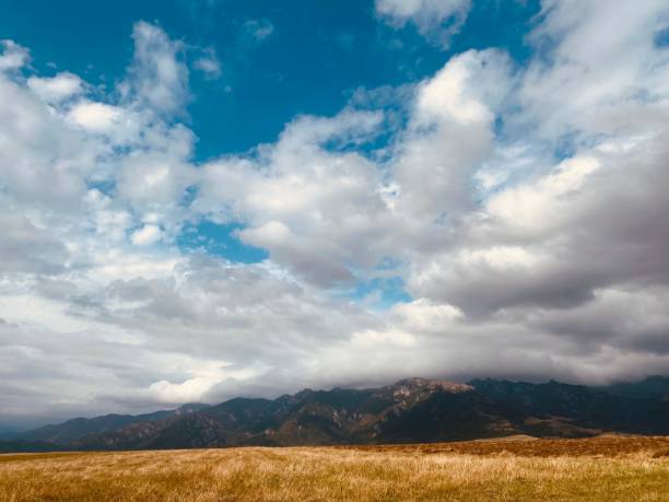 istock Scenic view of a field in mountains on a cloudy day 1716367492