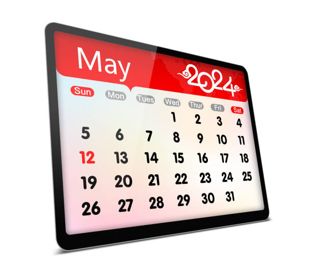 istock (Clipping path) May 2024 calendar on digital tablet isolated 1716375227