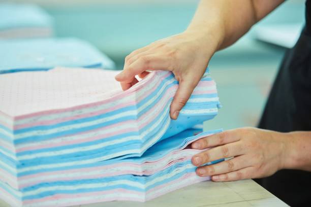 istock Industrial sewing production. A stack of fabrics for sewing clothes. 1716375757