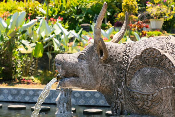 Closeup of a fountain in a Buddhist temple