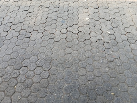 Arrangement of bricks in a mall parking lot