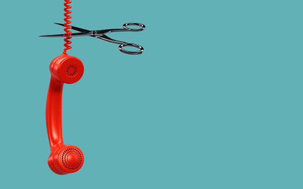 istock 3D rendering of scissor cut-off telephone cord on color background, communication error, system error, Internet disconnect concept 1716422076