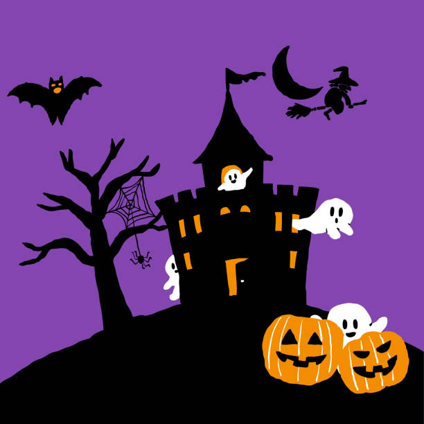 ilustrações, clipart, desenhos animados e ícones de casa fantasma de halloween 2 - fairy tale house witch candy