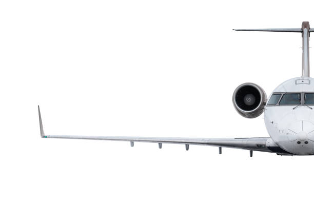 istock Front view of the modern private jet fly isolated on white background 1716425779