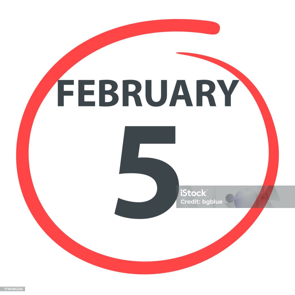 February 5 Date Circled In Red On White Background Stock Illustration ...