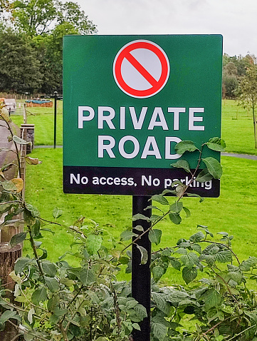 private road sign at street of glasgow scotland england UK