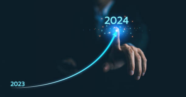 istock 2024 Business growing with virtual digital graphics line increase arrow. Financial balance sheet. Stock, Cryptocurrency chart trader, trading, investment. Businessman calculating financial data 1716501751