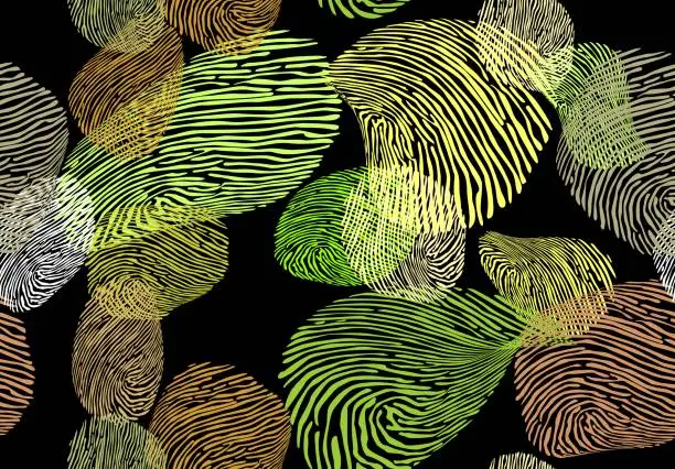 Vector illustration of abstract fingerprint background. beige and brown  finger skin marks on black background. modern vector illustration. background images for fabrics, presentations, magazines,