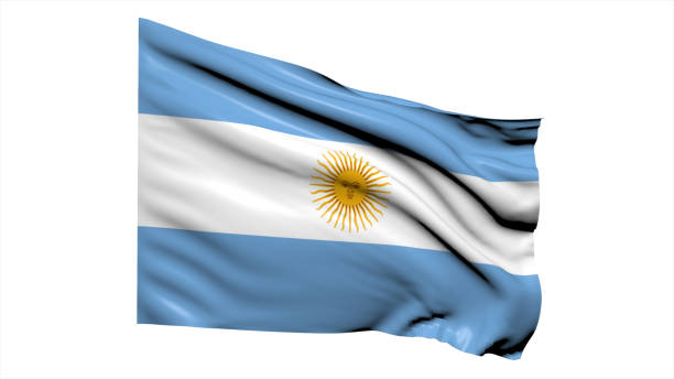 istock Argentina flag fluttering in the wind on white background. 1716509124