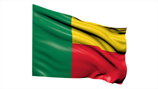 3d illustration flag of Benin. Benin flag waving isolated on white background with clipping path. flag frame with empty space for your text.