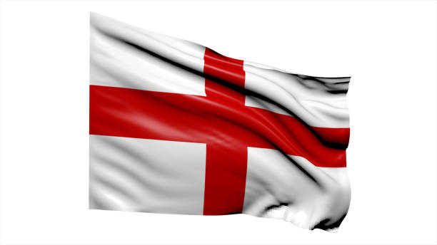 istock England flag fluttering in the wind on white background. 1716509361