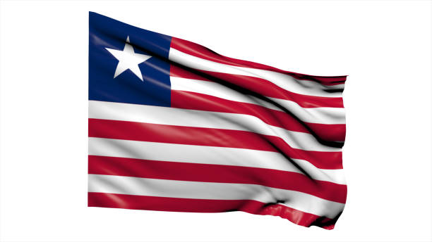 istock Liberia flag fluttering in the wind on white background. 1716513015