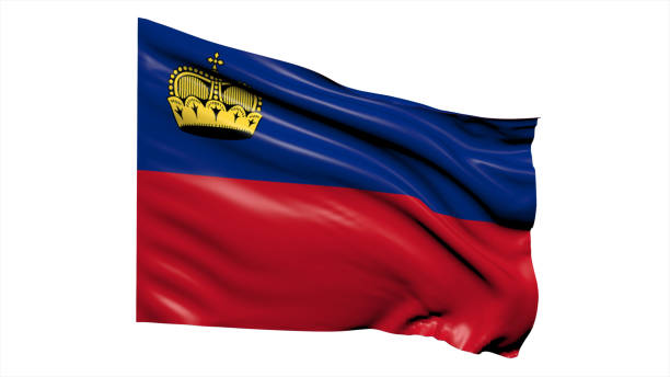 istock Liechtenstein flag fluttering in the wind on white background. 1716513043