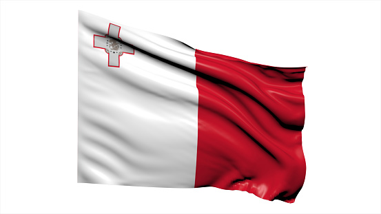 3d illustration flag of Malta. Malta flag waving isolated on white background with clipping path. flag frame with empty space for your text.