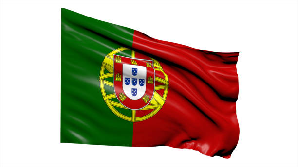 istock Portugal flag fluttering in the wind on white background. 1716514411
