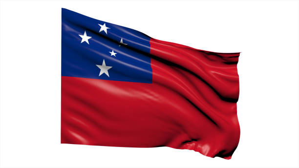 istock Samoa flag fluttering in the wind on white background. 1716514433