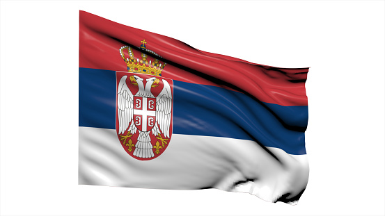 3d illustration flag of Serbia. Serbia flag waving isolated on white background with clipping path. flag frame with empty space for your text.