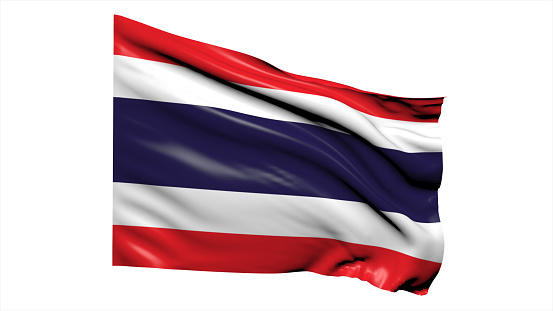 3d illustration flag of Thailand. Thailand flag waving isolated on white background with clipping path. flag frame with empty space for your text.