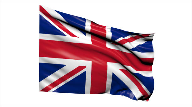 istock United Kingdom flag fluttering in the wind on white background. 1716515440