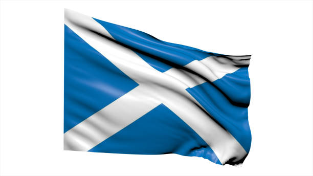 istock Scotland flag fluttering in the wind on white background. 1716515560