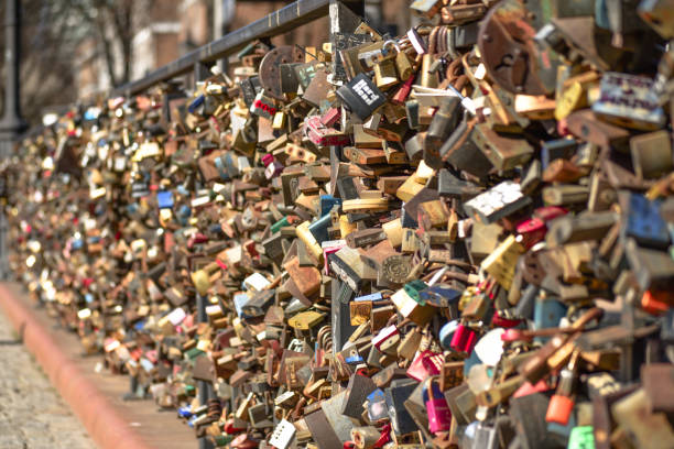istock Many different locks hanging on the railings of the bridge 1716546008