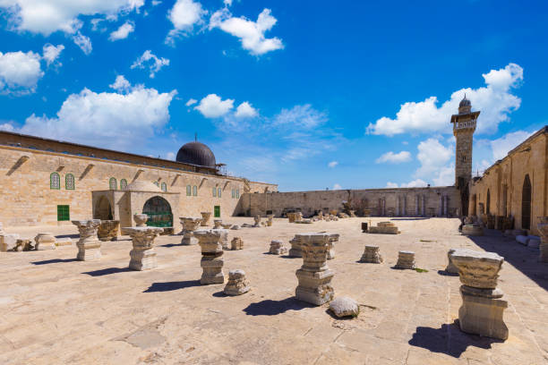 Jerusalem, Islamic shrine Mosque Al Aksa located in the Old City on Temple Mount near Western Wall Jerusalem, Islamic shrine Mosque Al Aksa located in the Old City on Temple Mount near Western Wall. al aksa stock pictures, royalty-free photos & images