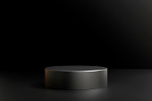 Abstract product presentation pedestal podium platforms for advertising and e-commerce on dark background