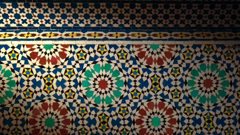 Arab wall covered with colorful tiles.