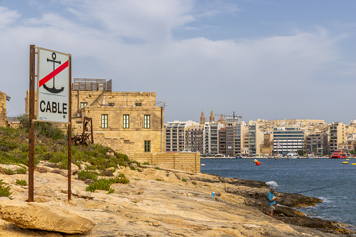 Manoel Island, Malta - September 23, 2023: Old buildings on Manoel Island in Malta. The island was used as a hospital and as a Royal Navy base during WWII.