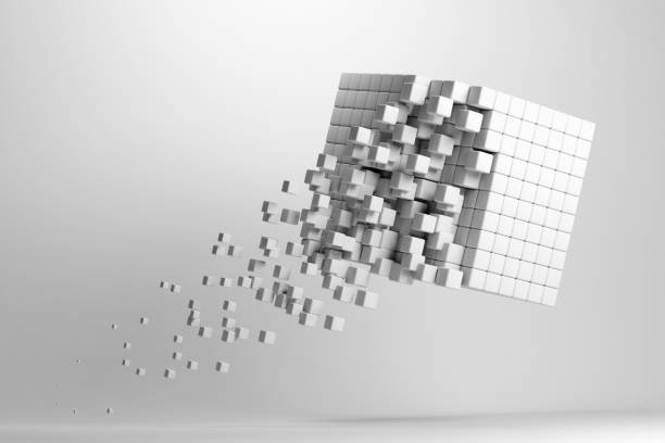 Modern abstract background with white cubes, technology, science, finance and business concept