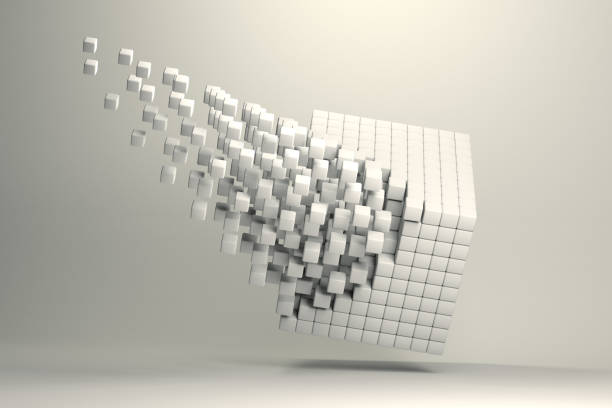 Modern abstract background with white cubes. Cube formation structure. Abstract Technology Background. 3D render