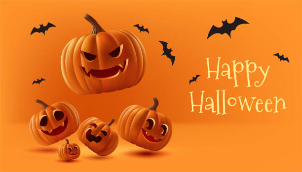 istock Happy Halloween 3D realistic vector illustration. Featuring a stage with a cute pumpkin, bats, and a spooky atmosphere, it's perfect for holiday celebrations and promotions. Not AI generated. 1716734763