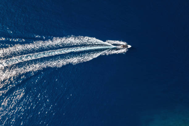 istock Speedboat racing along the open sea 1716772458