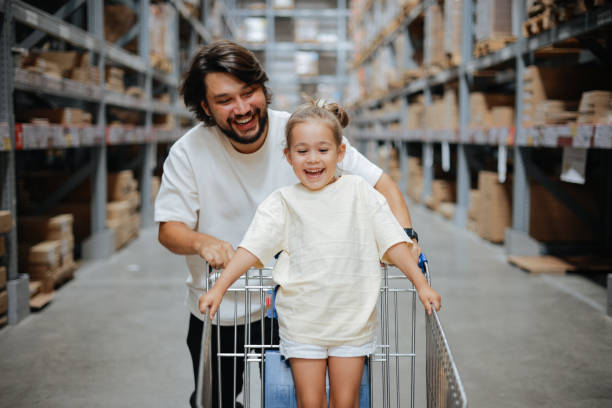 Happy father having fun with his daughter