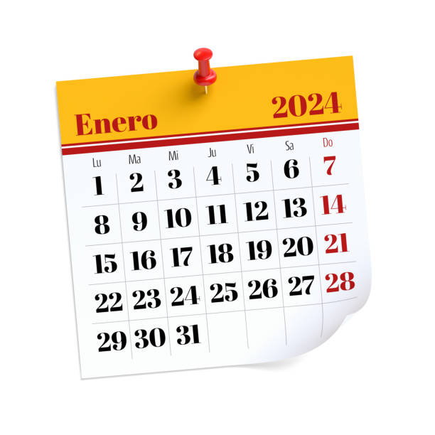 istock January Calendar 2024 in Spanish Language. Isolated on White Background. 3D Illustration 1716813471
