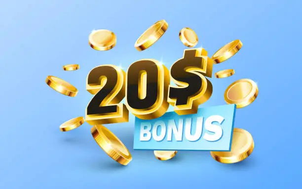 Vector illustration of Bonus 20 coupon special voucher, Check banner special offer. Vector illustration