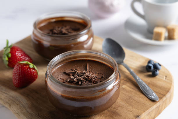 istock Homemade chocolate mousse made with pure black chocolate. 1716818971