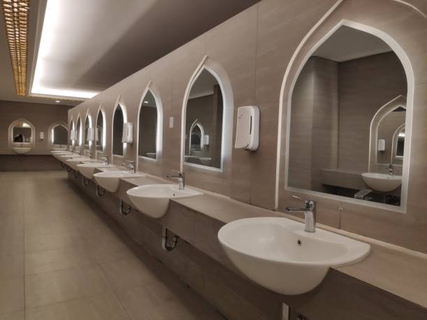 istock Round bathroom washing sink on marble stone surface 1716819537
