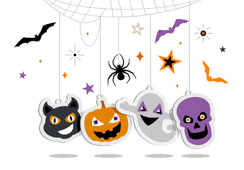 A group of Halloween labels. Halloween Banner.