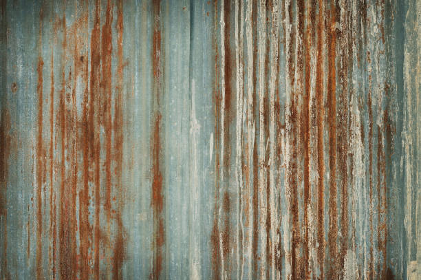 istock Old zinc wall texture background, rusty on galvanized metal panel sheeting. 1716893123