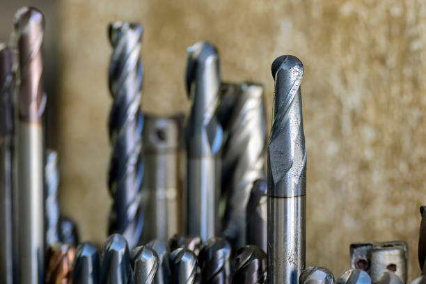 istock Close-up scene group of the used coating solid end mill. 1716905162