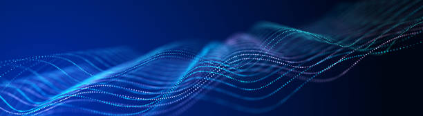 istock Futuristic pattern of dots smoothly moving in a wave. Abstract technology web banner. Background 3d grid. 3D rendering. 1716907102