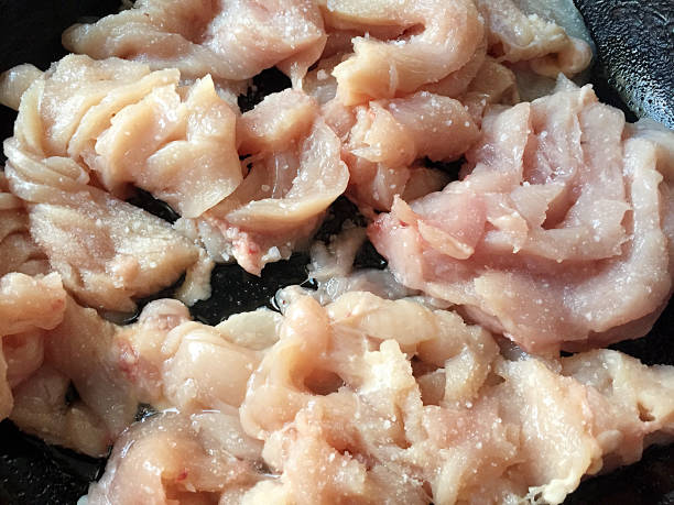 istock Chicken breast meat in a frying pan 1716987952