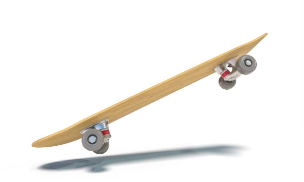 istock classic skateboard on white background in jump. 1716989120