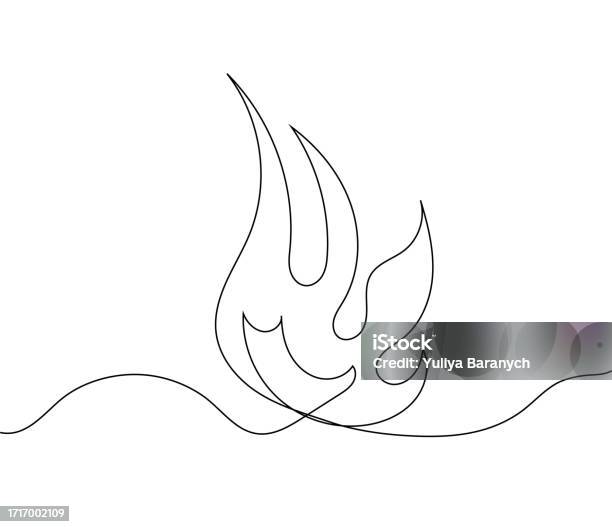 Continuous Line Fire Fire In Continuous Line Style Flame Line Art Vector Illustration Stock ...