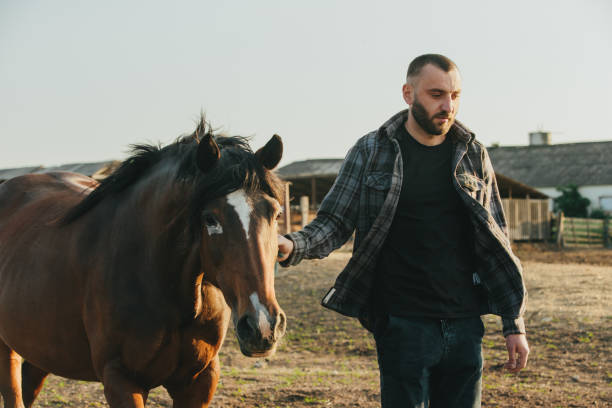 istock A young farmer works with horses on the farm. 1717008040